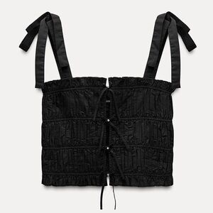 Zara Poplin Top with Bows and Jewels